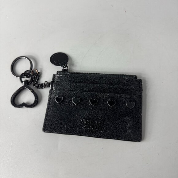 VICTORIA SECRET METALLIC CRACKLE HEART KEYCHAIN CARD CASE - Picture 1 of 14